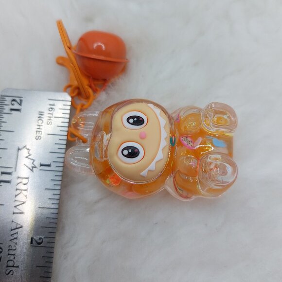 2/$19 Labubu Flowing Sand Exquisite orange keychain with bell - Picture 5 of 8